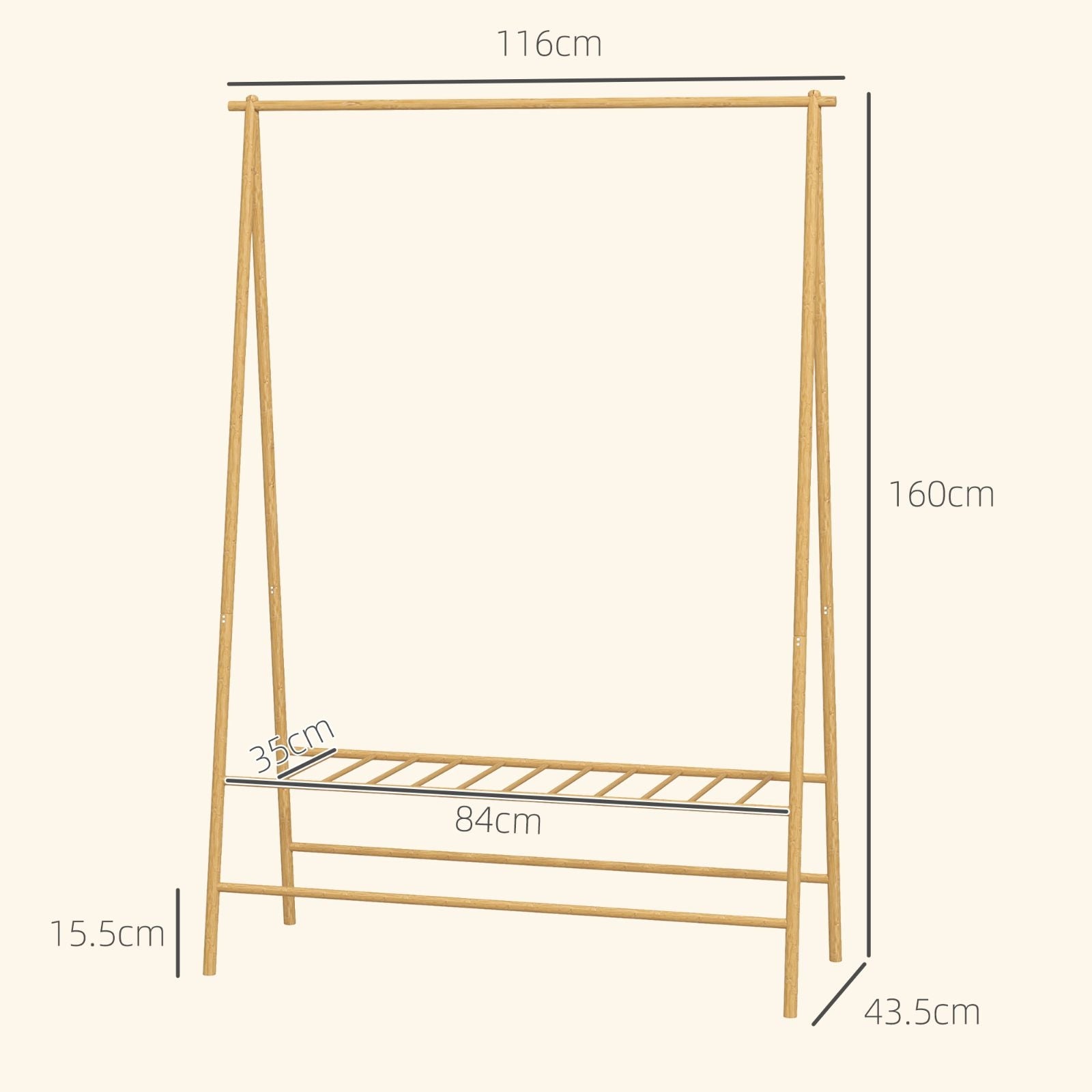 Bamboo clothes hanger with shelves 116x43x160 cm natural Manufacturer code T3323P308411-1