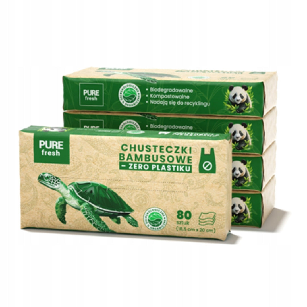 Bamboo wipes Pure Fresh 80 pieces dry eco-friendly zero plastic Manufacturer code Chusteczki