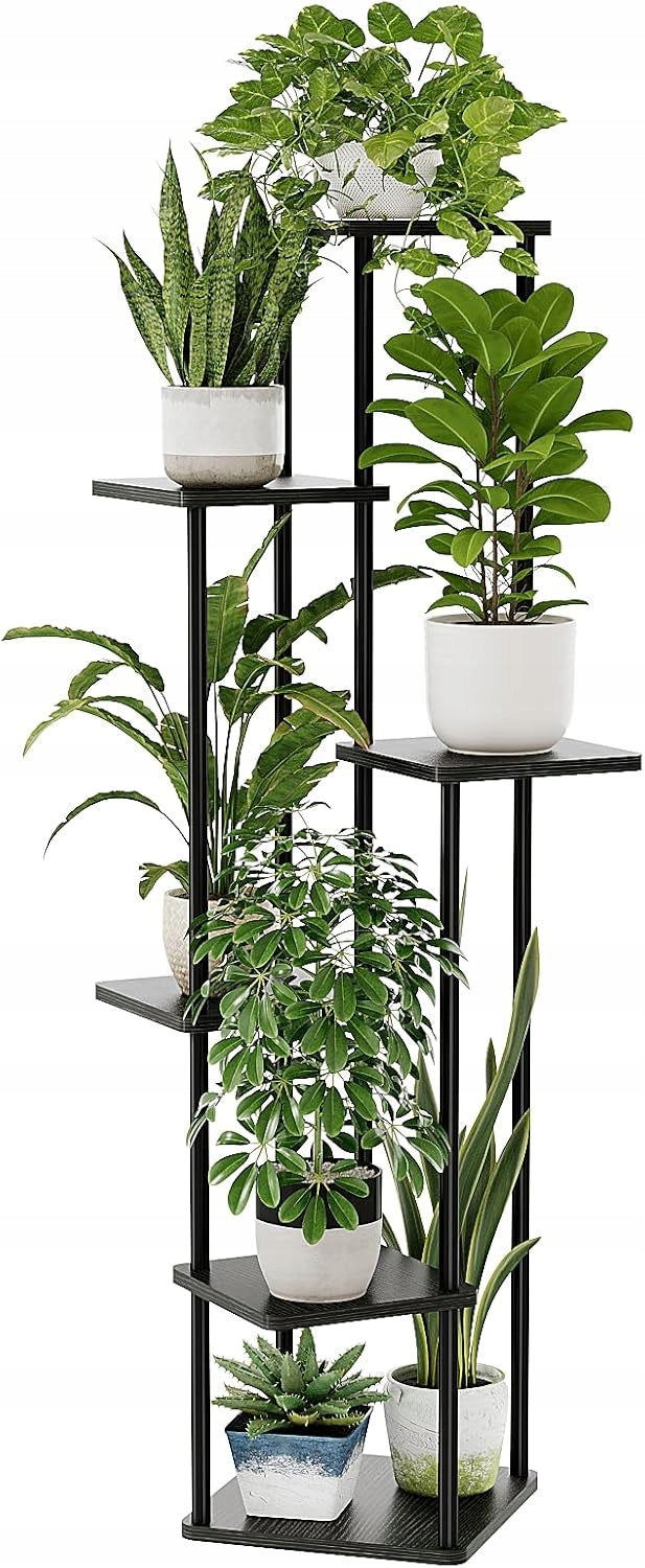 Bamworld Flowerbed 6-Level Metal Flower Stand Black