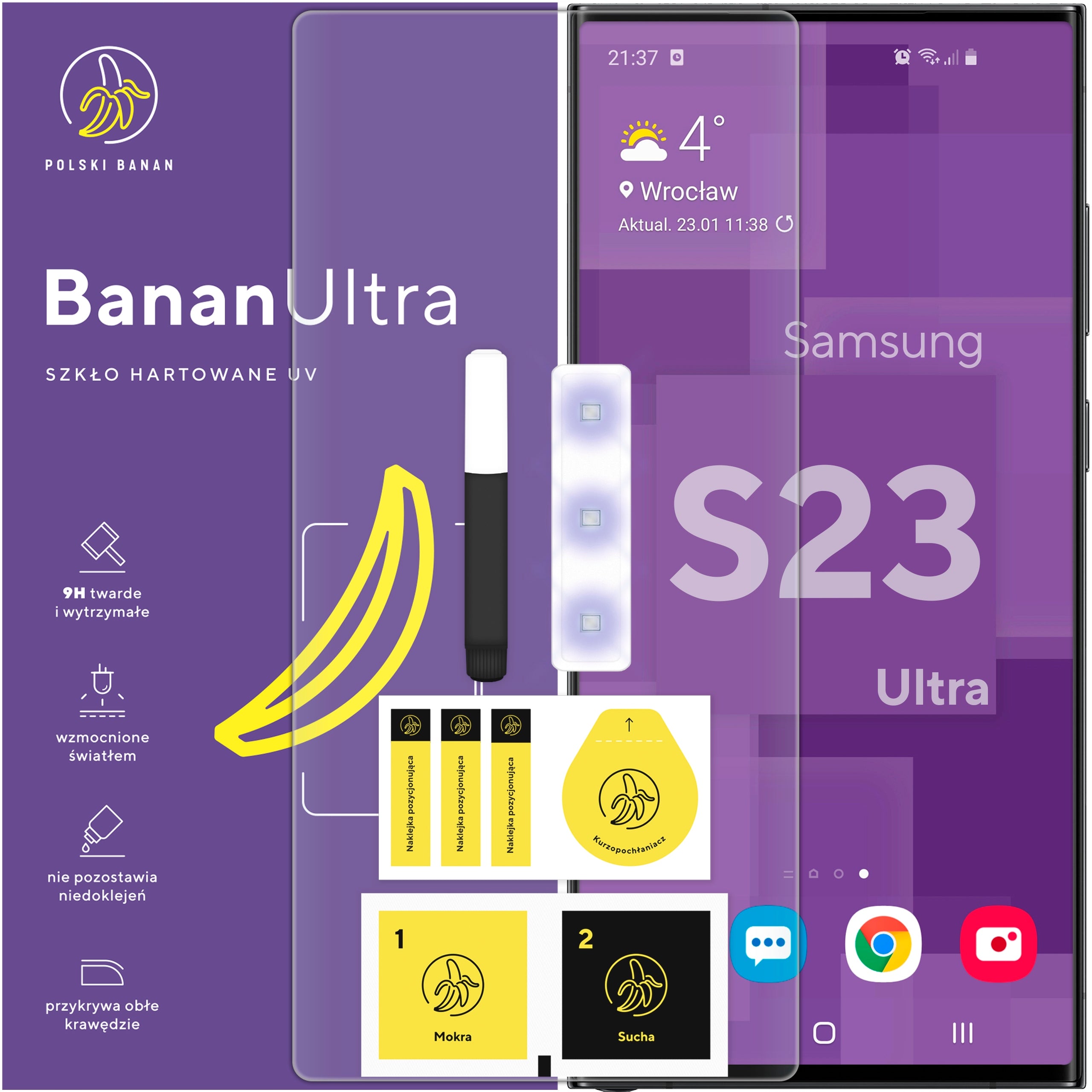 BananUltra Full Screen Tempered Glass for Samsung Galaxy S23 Ultra