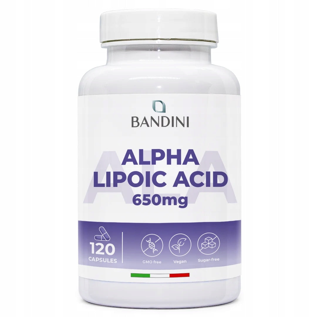 Bandini Alpha Lipoic Acid 650mg | 120 High Power ALA Capsules for Vegans