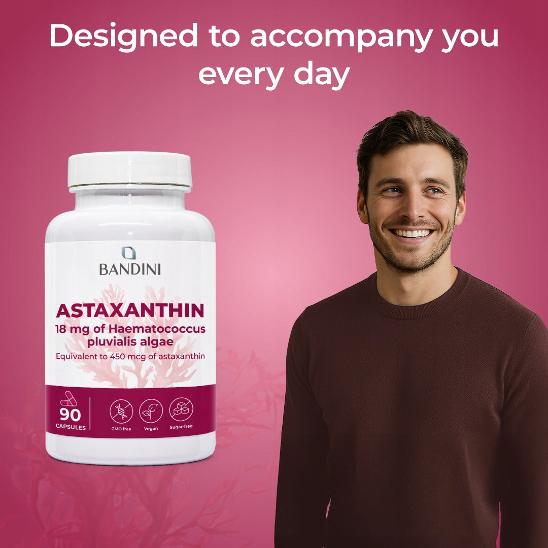 Bandini Astaxanthin 90 Capsules 18 mg Algae,450 µg Haematococcus Pluvialis Name Astaksantyna