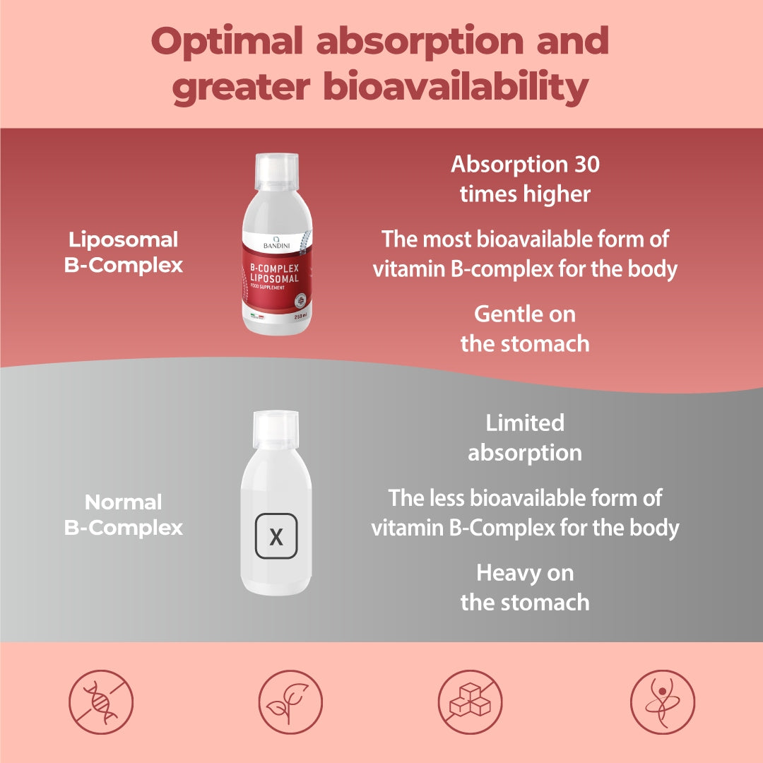 Bandini Liquid Liposomal Vitamin B Complex 250ml - High Dose Group B Vit. Manufacturer code BANDINI