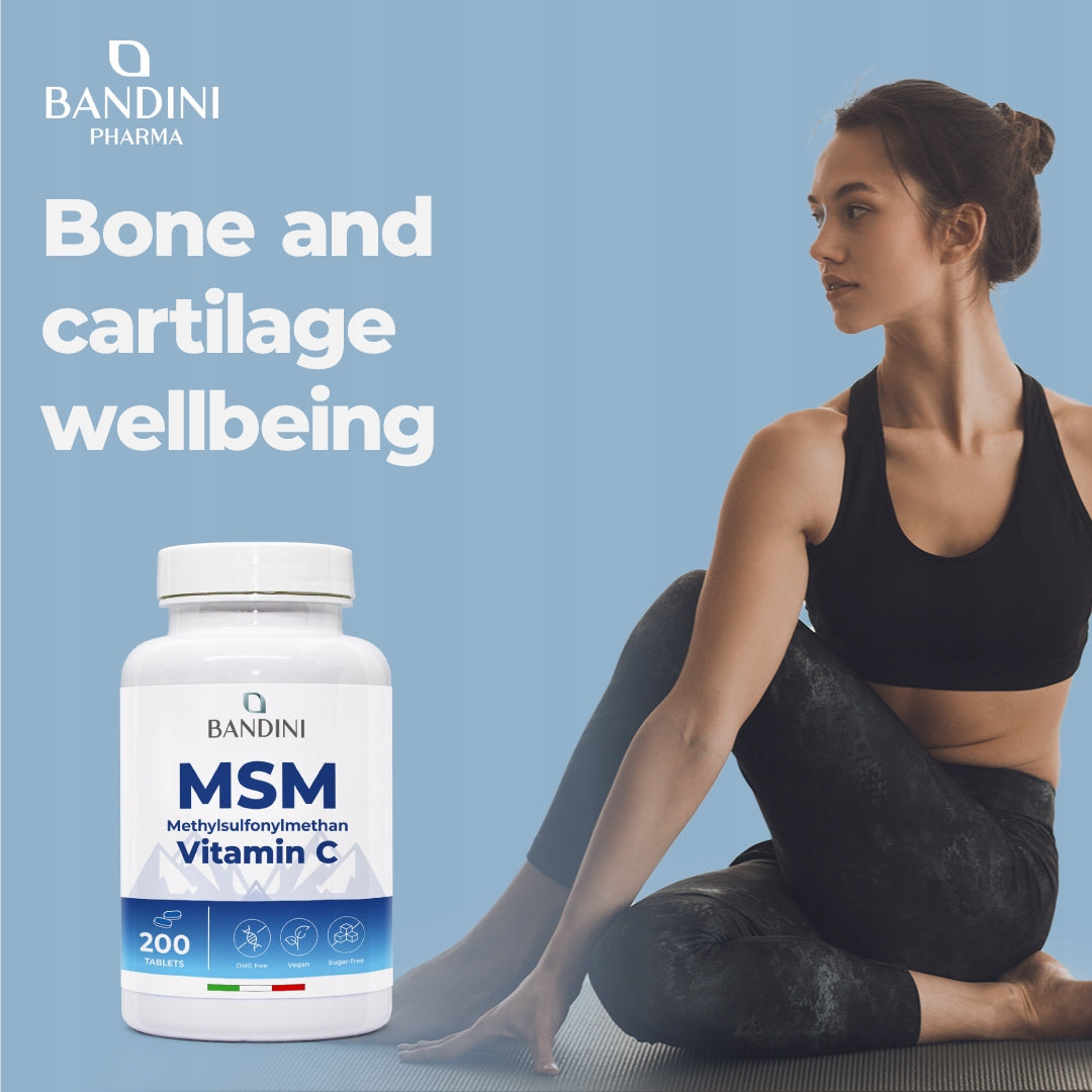 Bandini MSM 200 Tablets | 2000 mg Methylsulfonylmethane and Vitamin C EAN (GTIN) 8033162422146