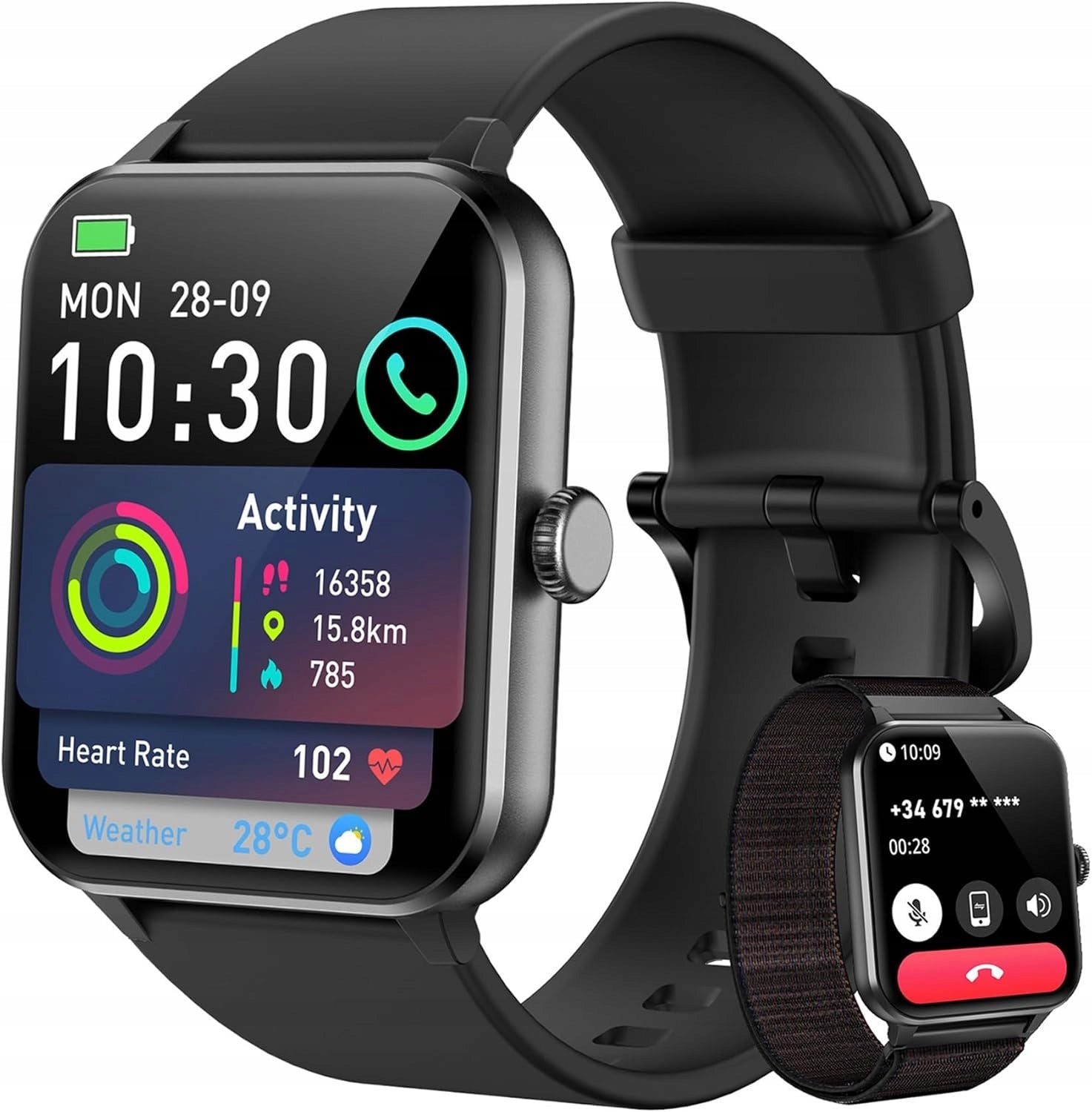 Baolubao R50 Smartwatch heart rate monitor sleep call + strap black