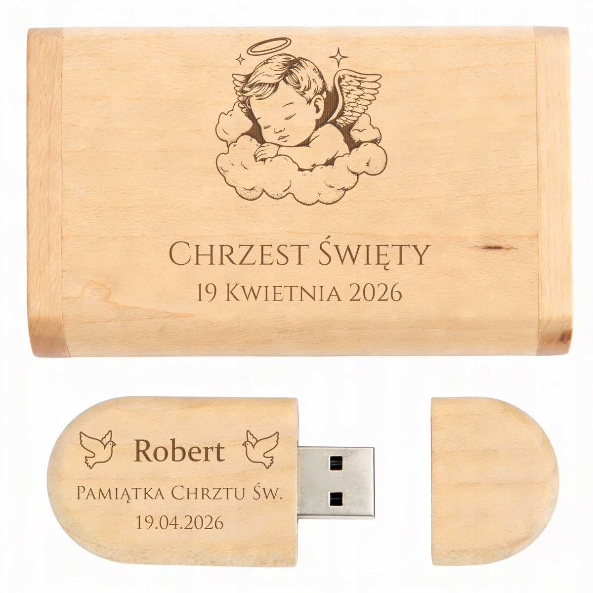 Baptism Gift Holy Pendrive with engraving 64 GB USB 2.0 + Box