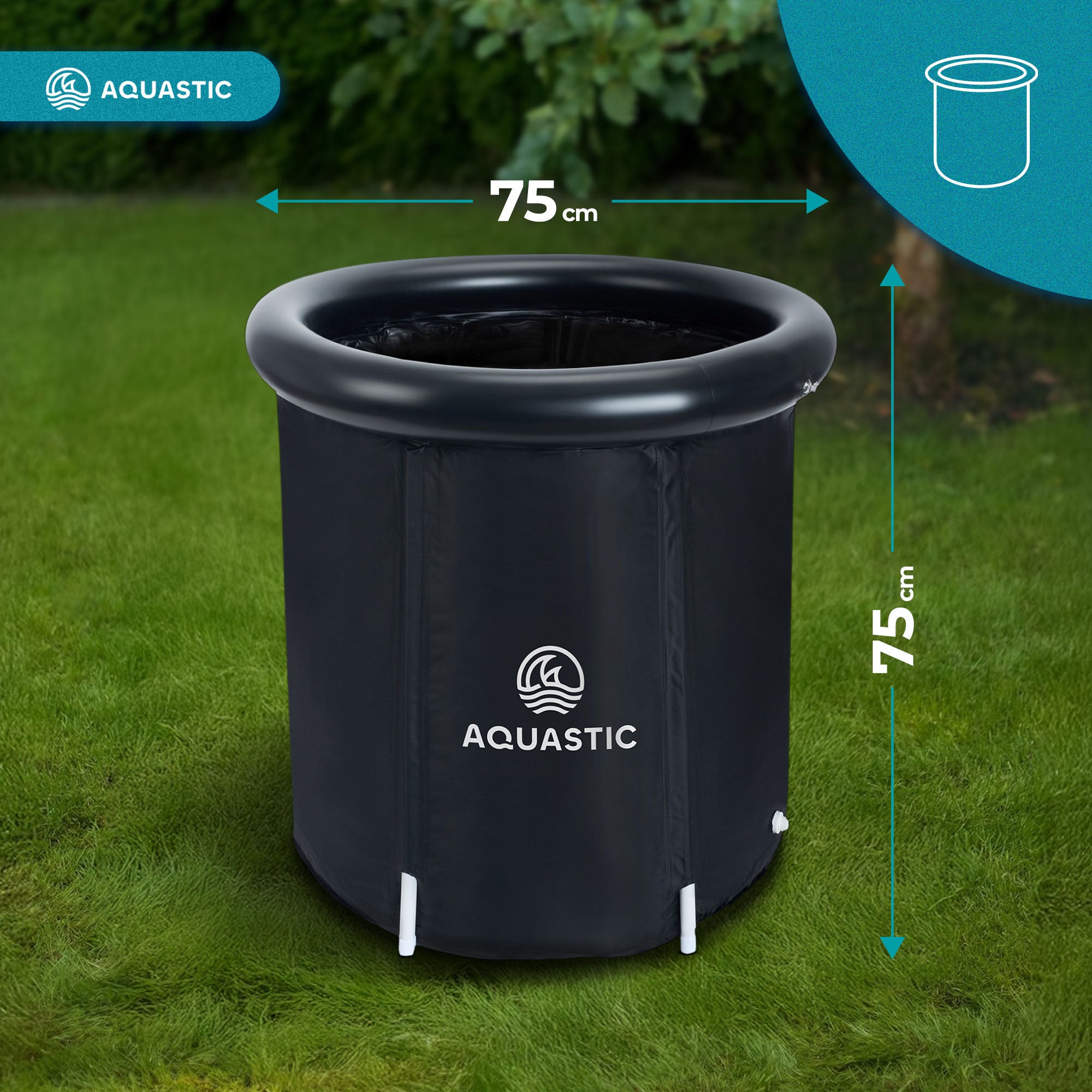 Barrel for walrusing ice bath large AQUASTIC Yeti black easy installation Brand Aquastic