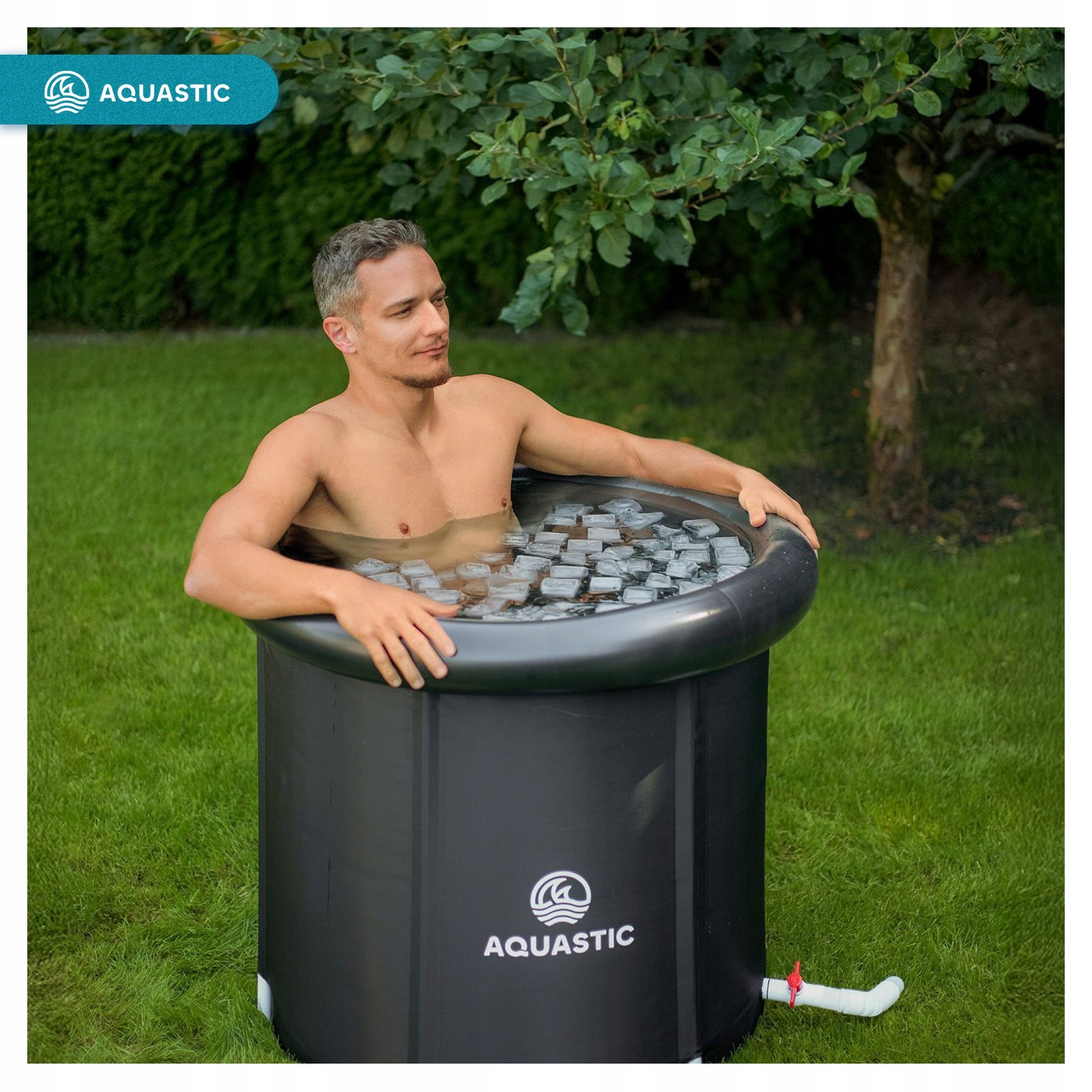 Barrel for walrusing ice bath large AQUASTIC Yeti black easy installation Length 75 cm