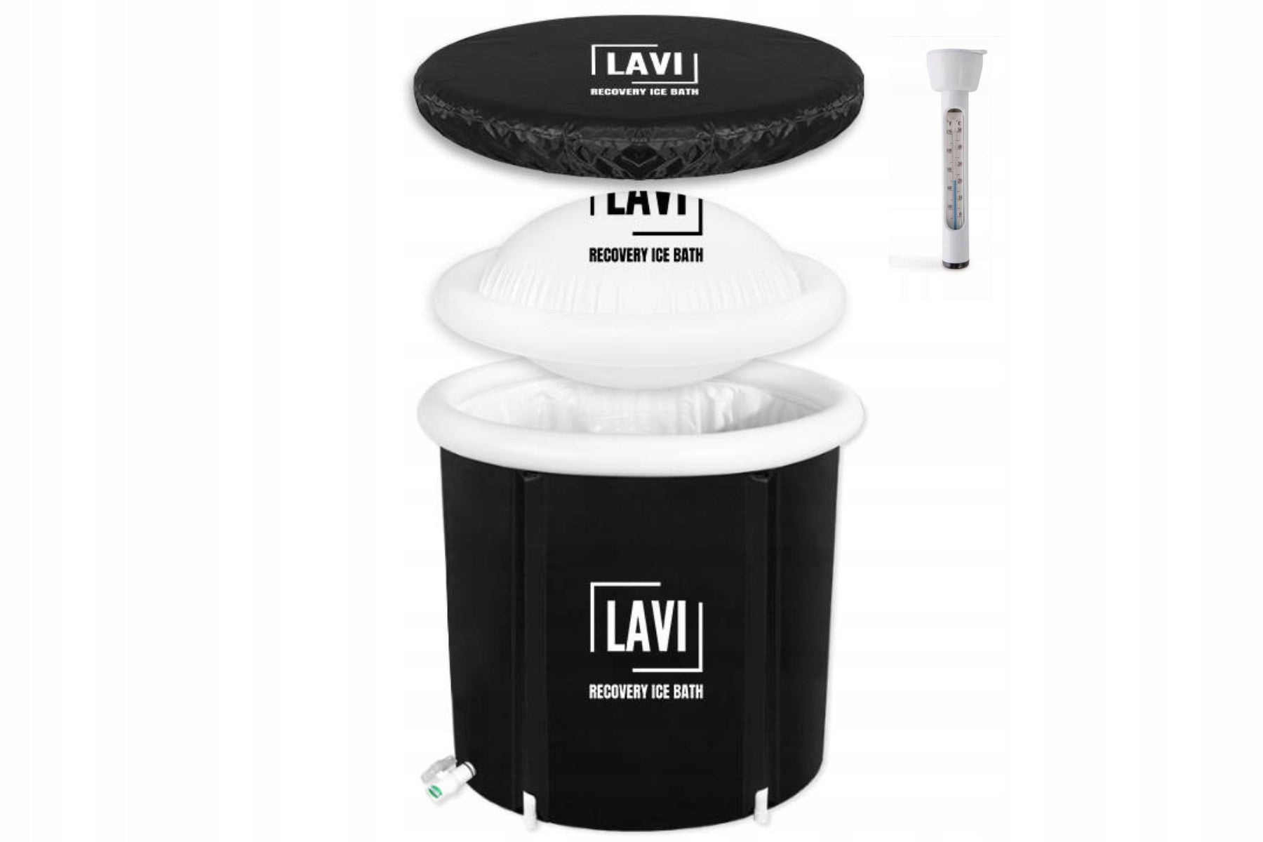 Barrel ice bath for walrusing LAVI with cover UFO thermometer XL 320L