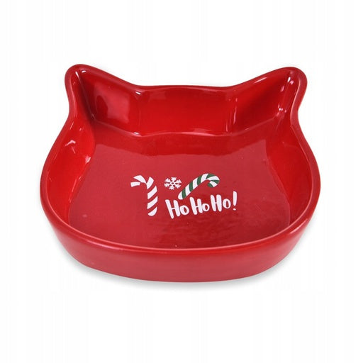 Barry King cat Christmas bowl red