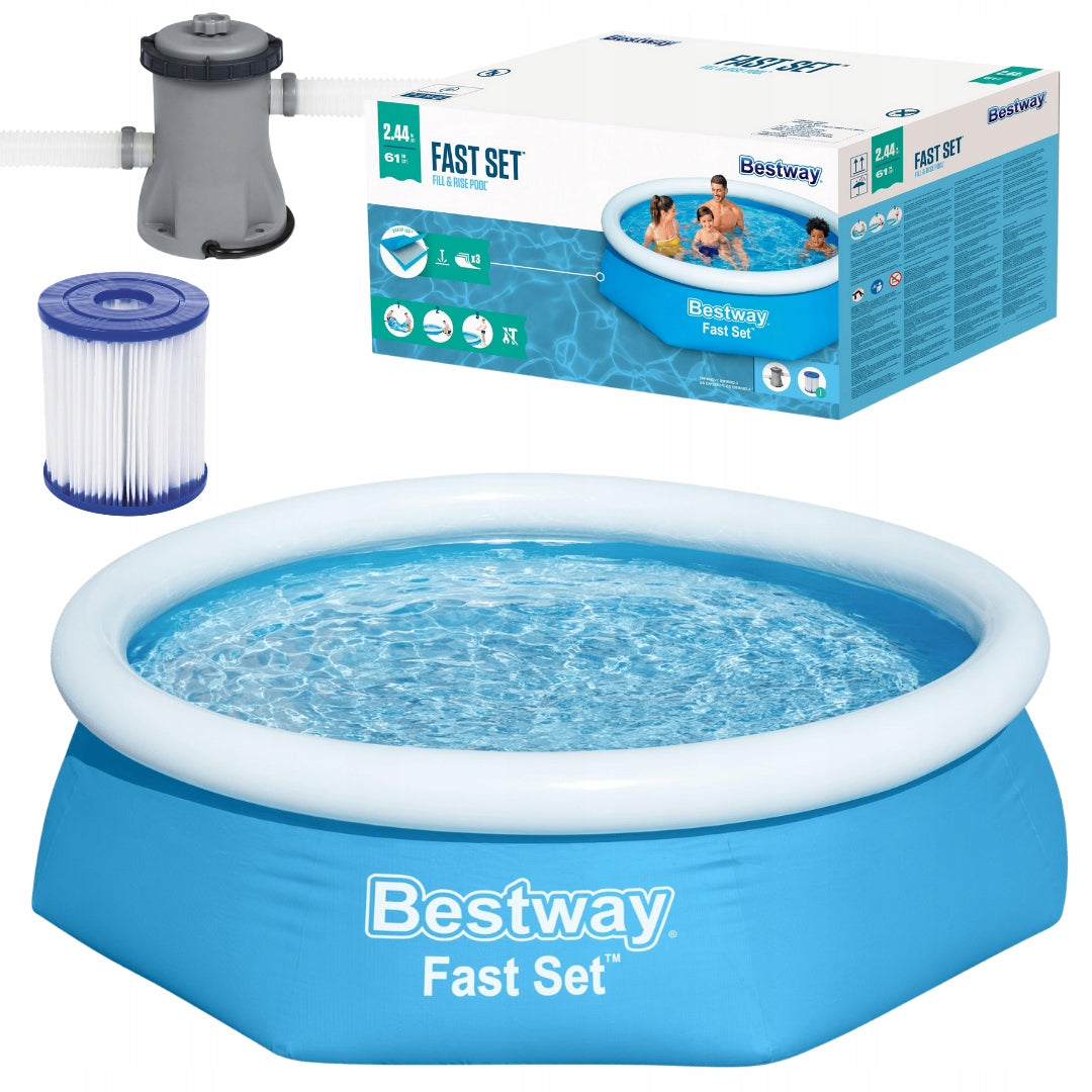 Poolset mit Filterpumpe 244 x 61 cm, blau 