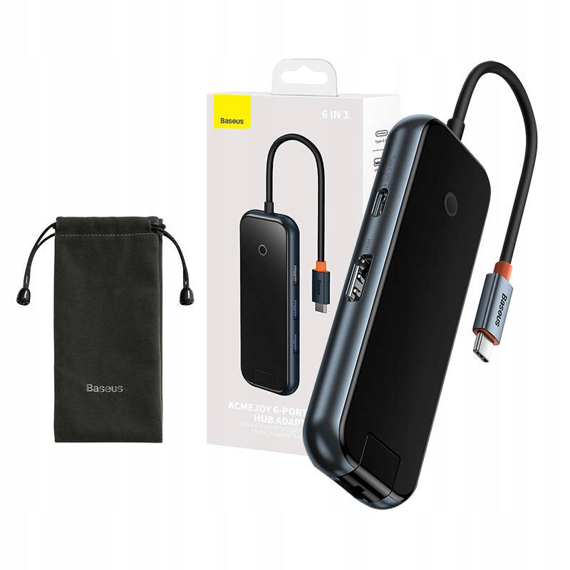 Baseus Hub USB-C to 2xUSB 3.0 USB 2.0 USB-C PD HDMI RJ45 Docking Station Manufacturer Baseus