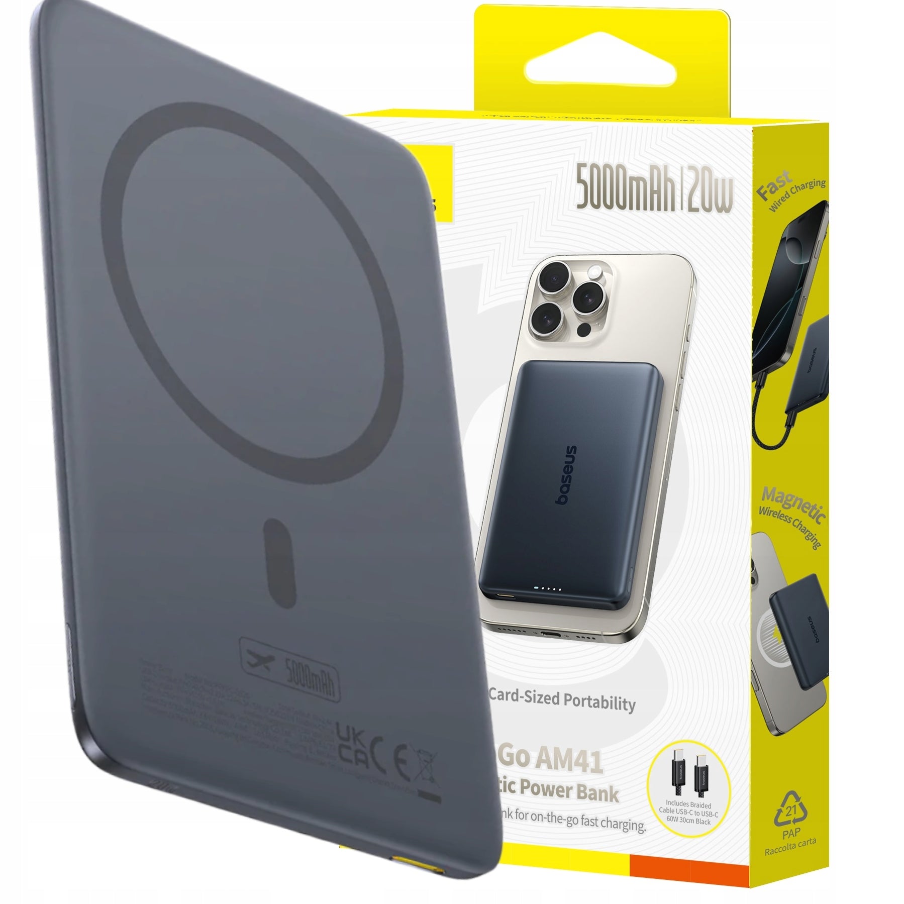 Baseus fast POWER BANK 5000 mAh 20W induction magnetic USB-C strong Manufacturer code P1007680C123-00