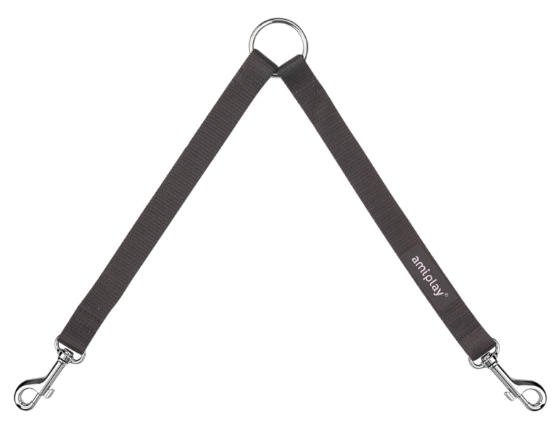 Basic Double Lanyard for two dogs XL 30 x 2,5cm black