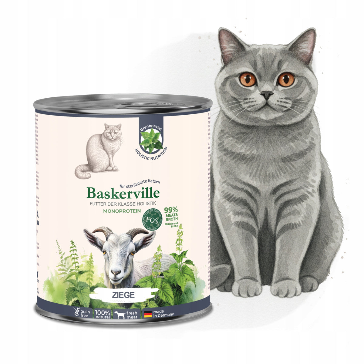 Baskerville Prebio Goat – monoprotein cat food with FOS and nettle