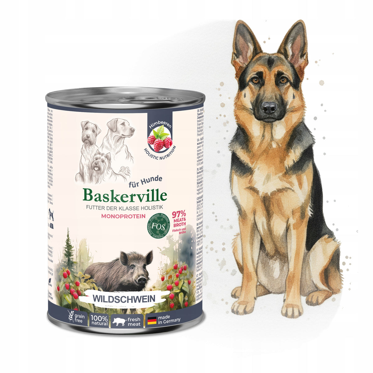 Baskerville Prebio Wild Monoprotein Food for Daily Nutrition with FOS Packaging status original