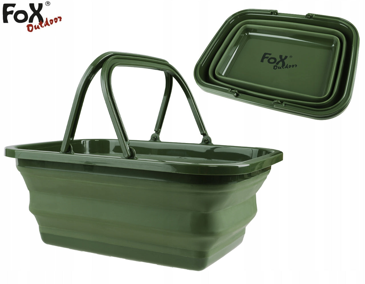 Basket Travel Basket Picnic Folding Bowl Container 9L MFH FOX Olive Color green