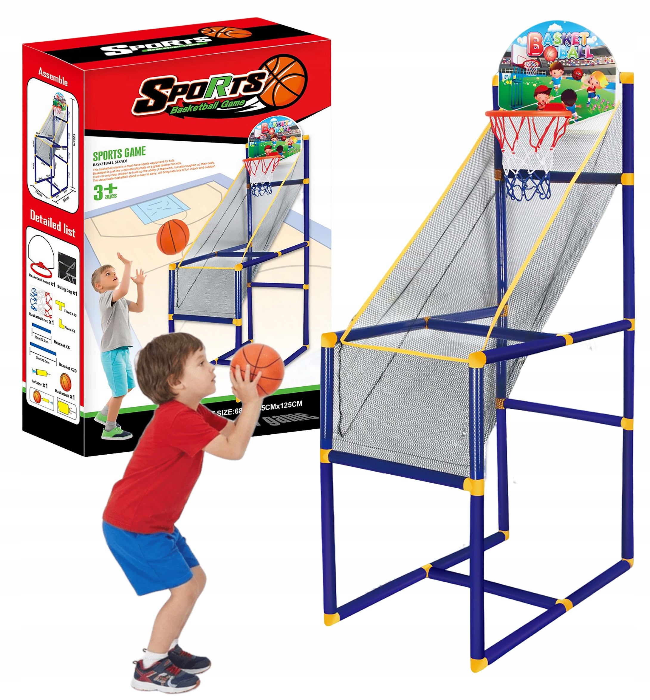 Basketball Basket Stand Garden Game Set With Frame And Ball 125Cm