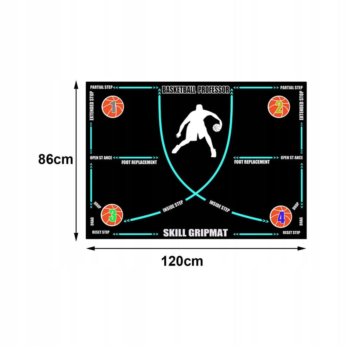 Basketball Footwork Mat Ball Handling Portable Basketball Skills Blue Line Packaging status original