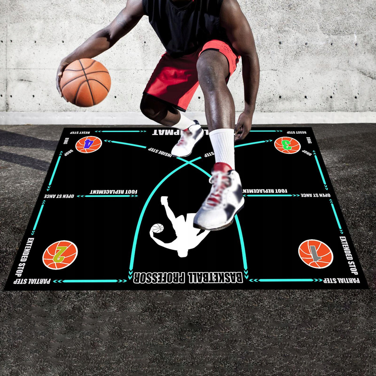Basketball Footwork Mat Ball Handling Training Aid AntiSlip Blue Line