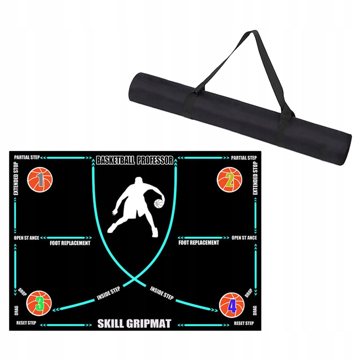 Basketball Footwork Mat, Basketball Dribbling Mat, Non slip, Blue Line Packaging status original