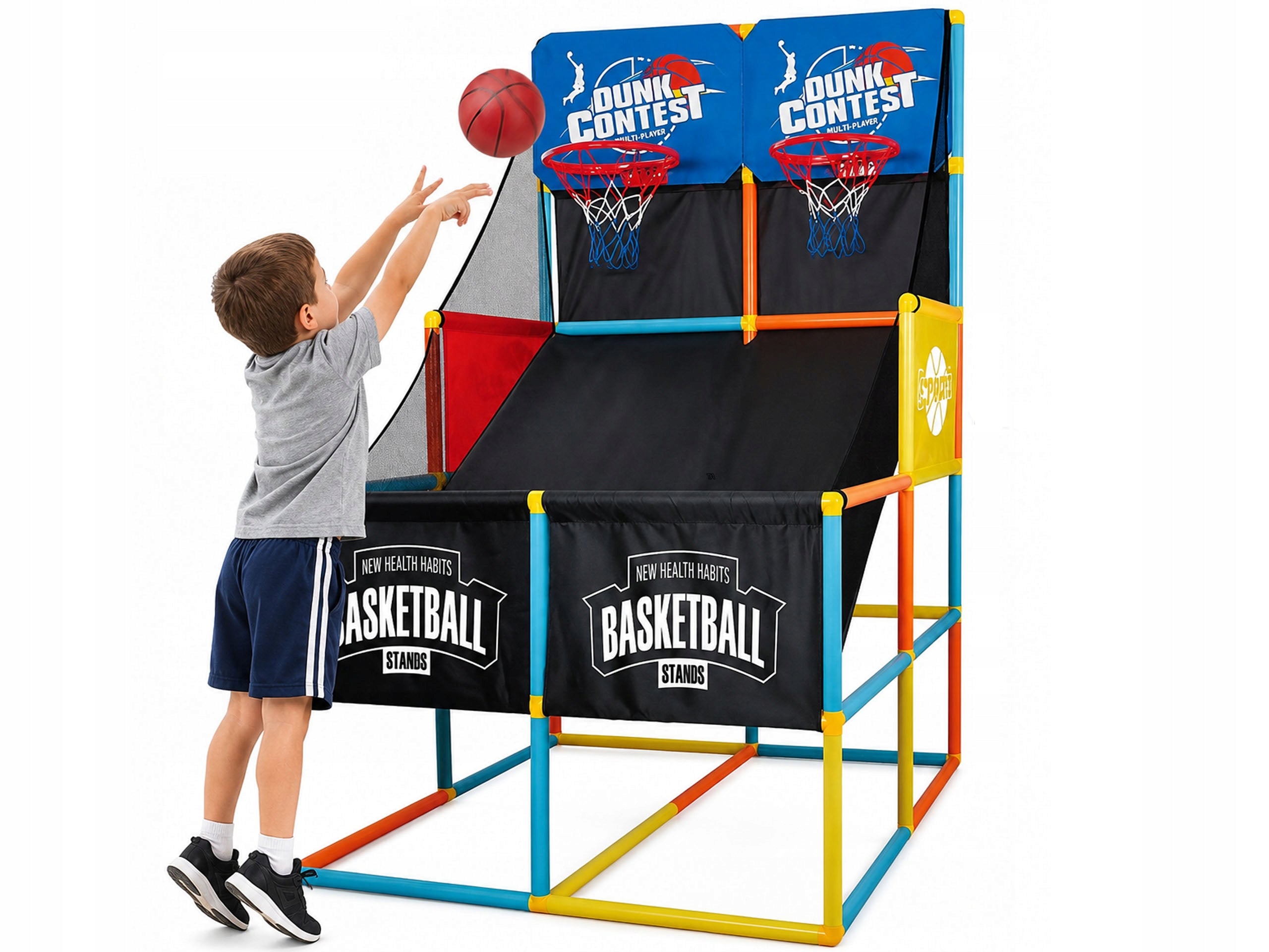 Basketball Set for Two Children to Play Ball Basket Pump