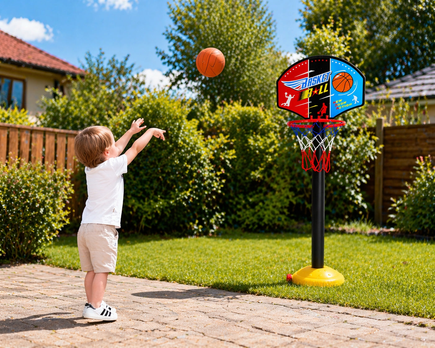Basketball basket 115 cm for children adjustable set ball pump Kind basketball set