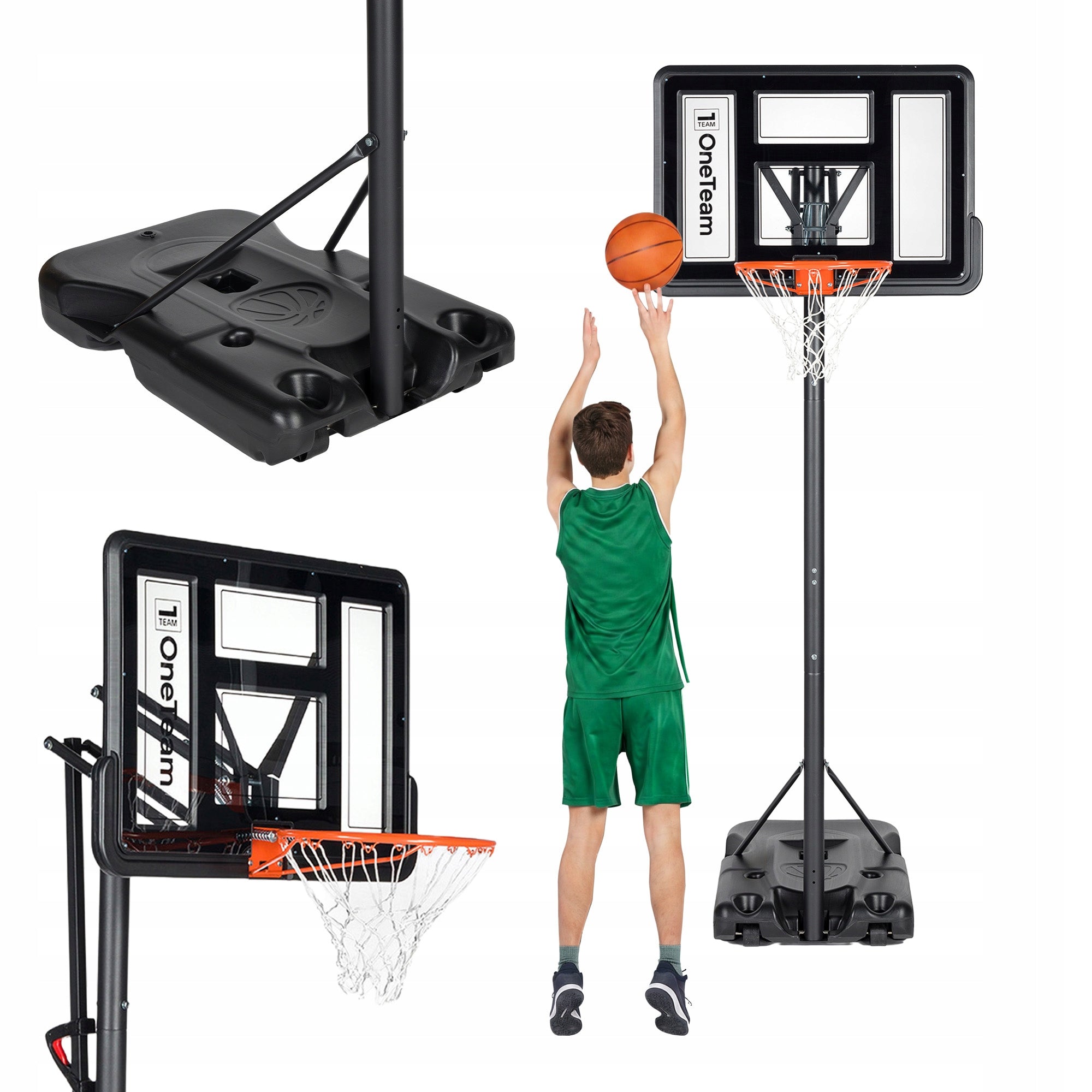 Basketball basket OneTeam BH02 Adjustable up to 305 cm Stable Mobile Wheels