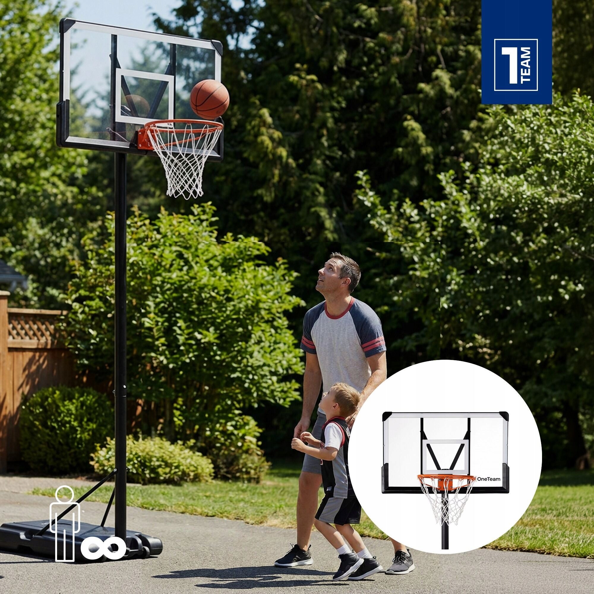 Basketball basket OneTeam BH06 Adjustable up to 305 cm Stable Mobile Wheels Manufacturer code OT-BH06