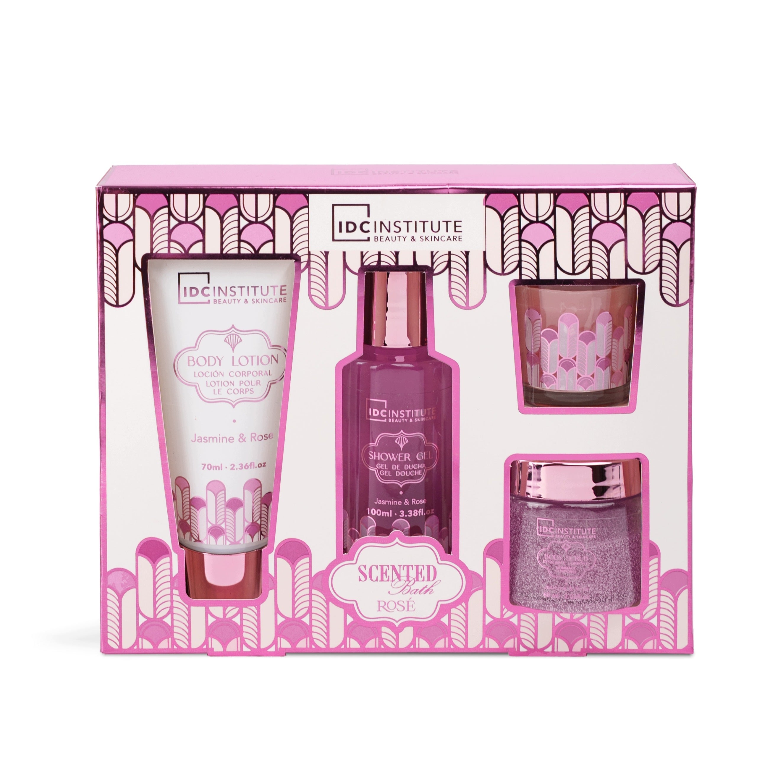Bath Cosmetics Gift Set for Women SPA Rose Candle IDC Manufacturer code spa żel balsam peeling świeca zapachowa róża