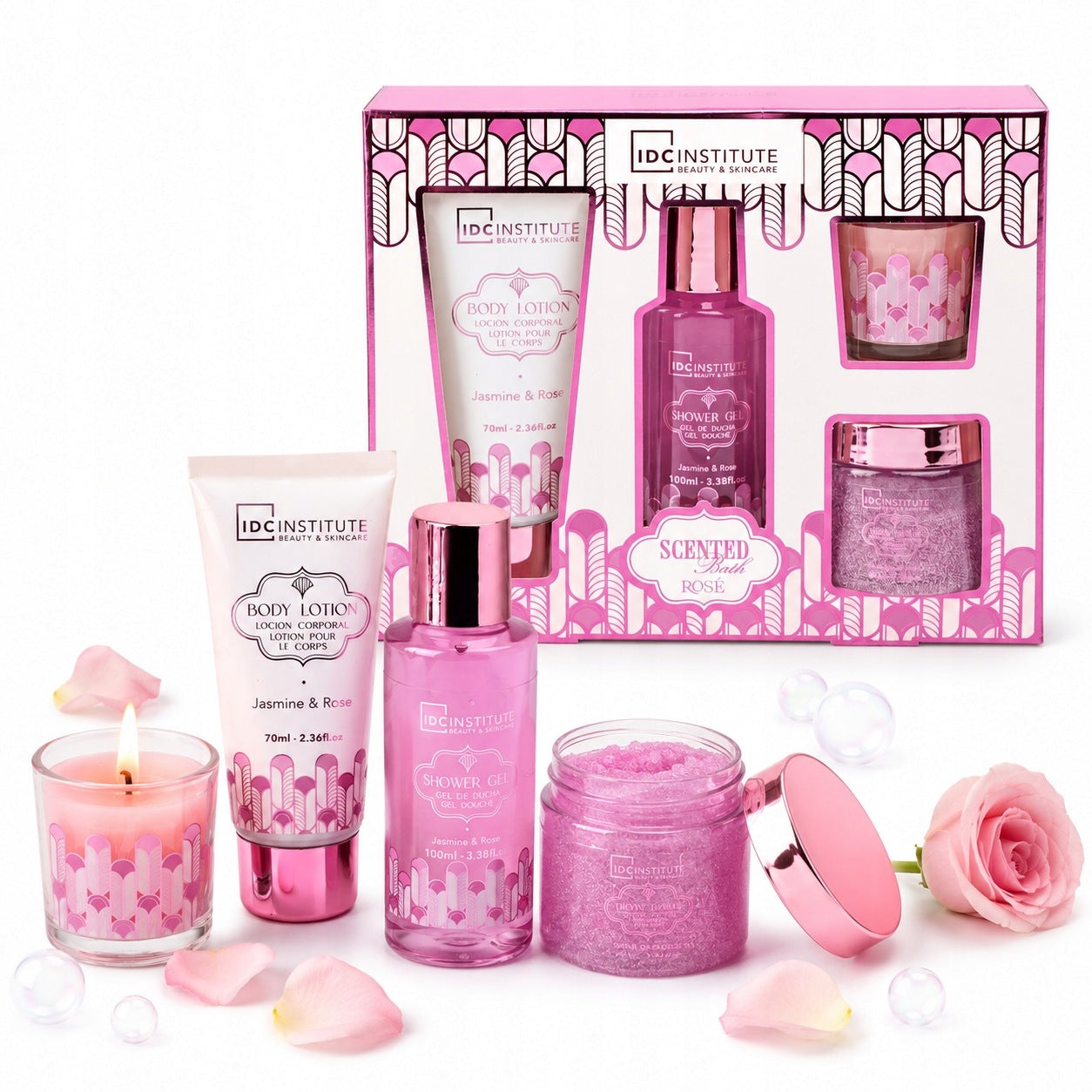 Bath Cosmetics Gift Set for Women SPA Rose Candle IDC