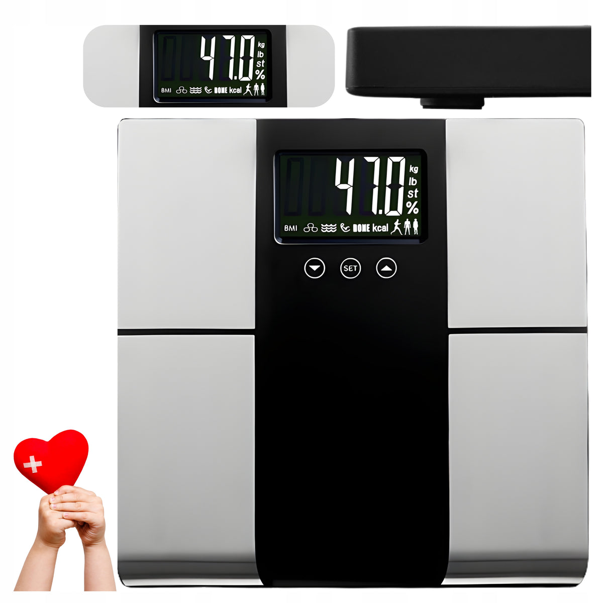 Bathroom Analytical Scale BMI 225kg Electronic with Body Analysis Silver