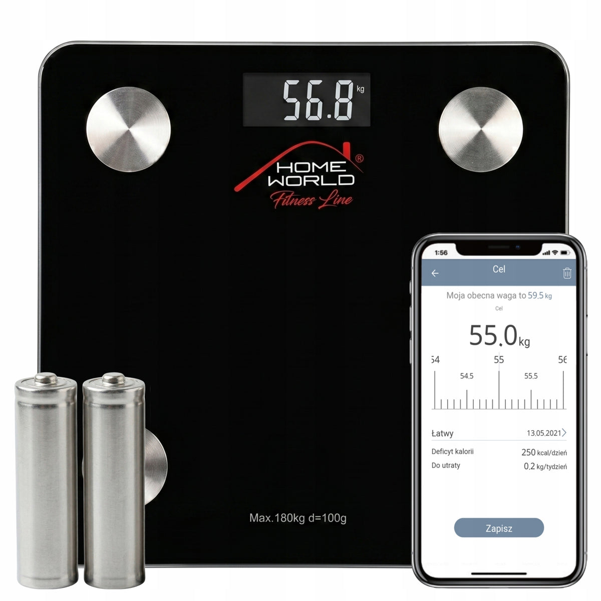 Bathroom Analytical Scale Examines Body Mass Composition 180g Glass BLUETOOTH
