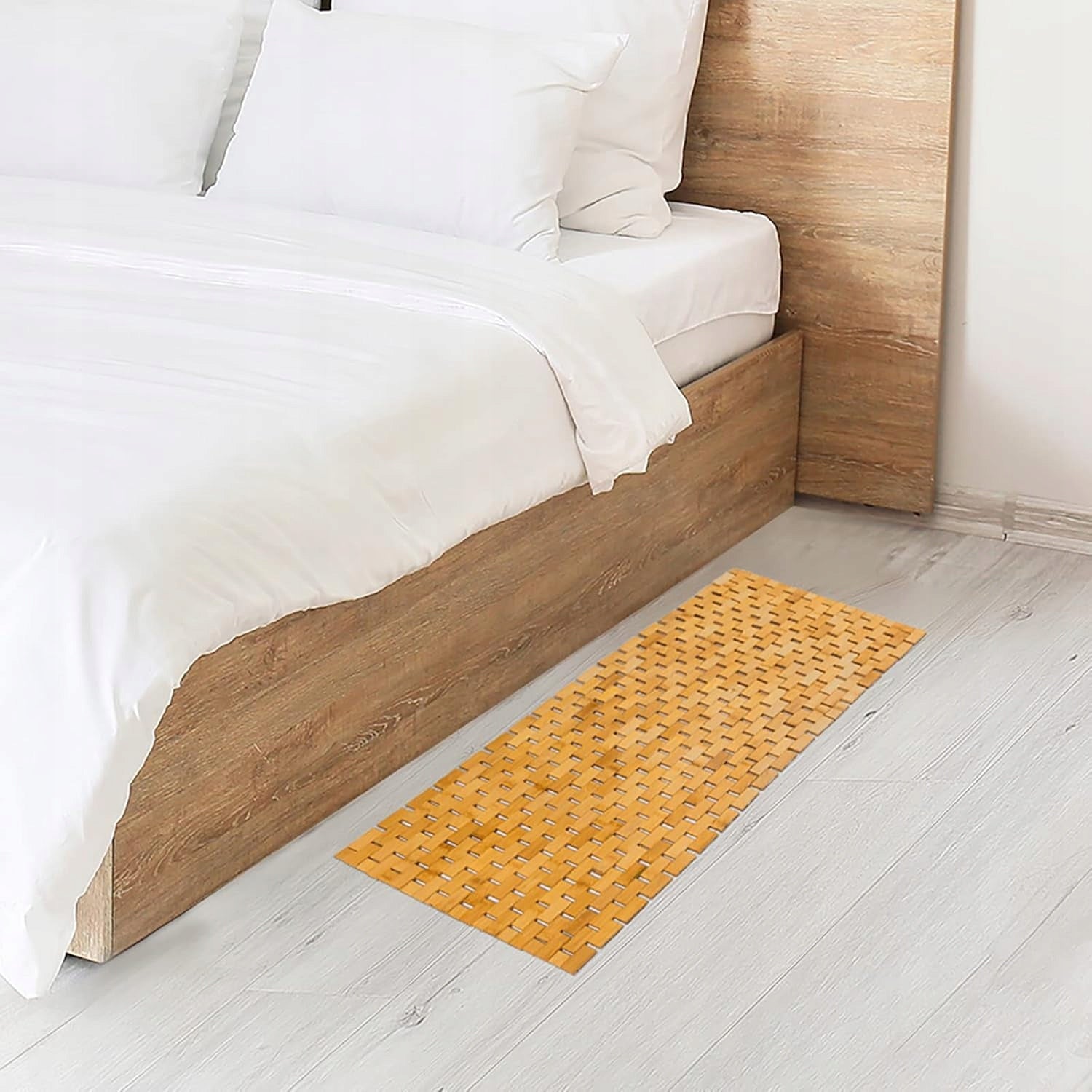 Bathroom BAMBOO MAT Floor Rug Wooden for Bathroom Natural Shape rectangle