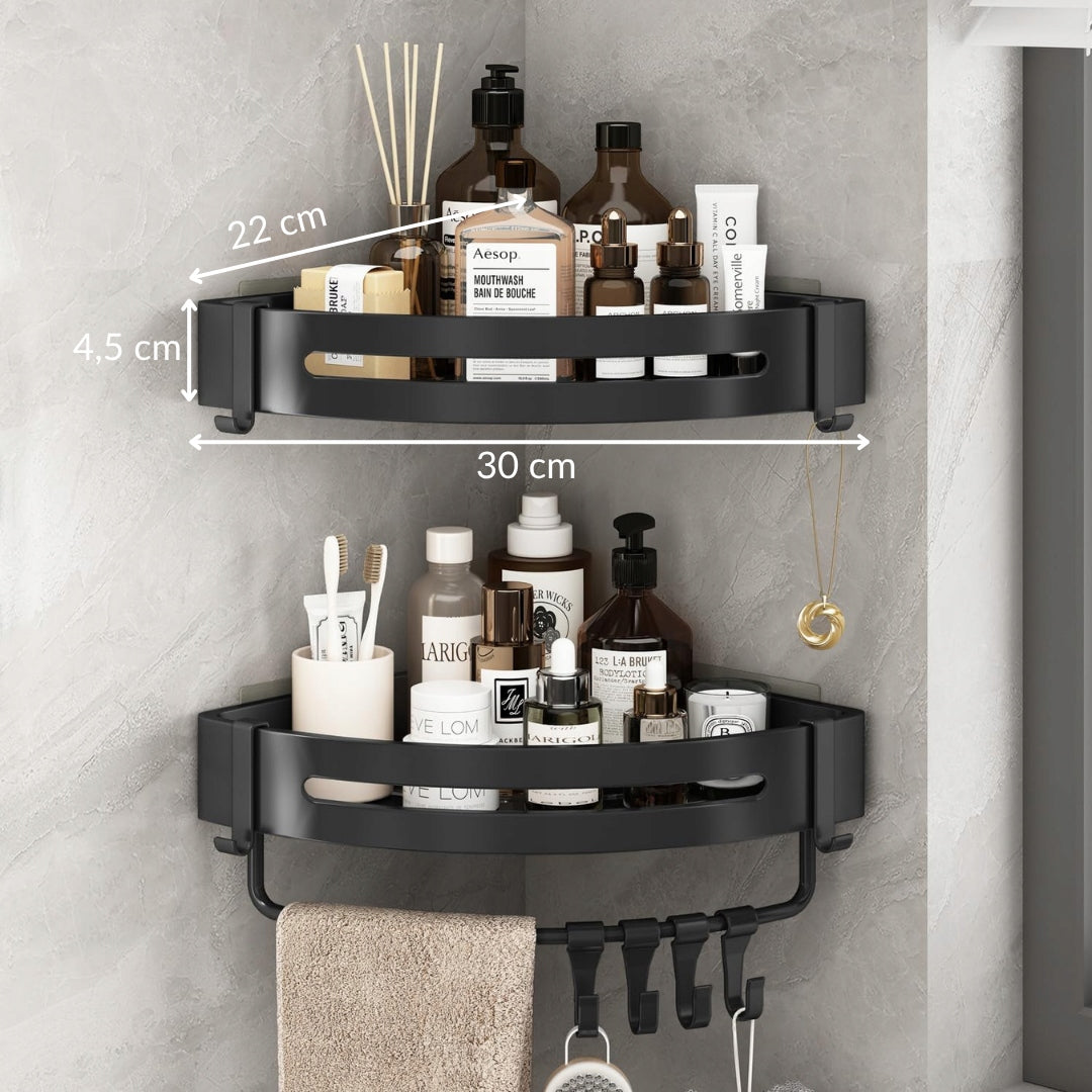 Bathroom Corner Shower Shelf 2 Pcs Aluminum Sticky Hooks EAN (GTIN) 3597154665676