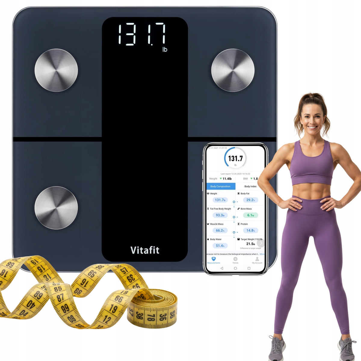 Bathroom Electronic Scale Vitafit VT701 Smart Bluetooth Black