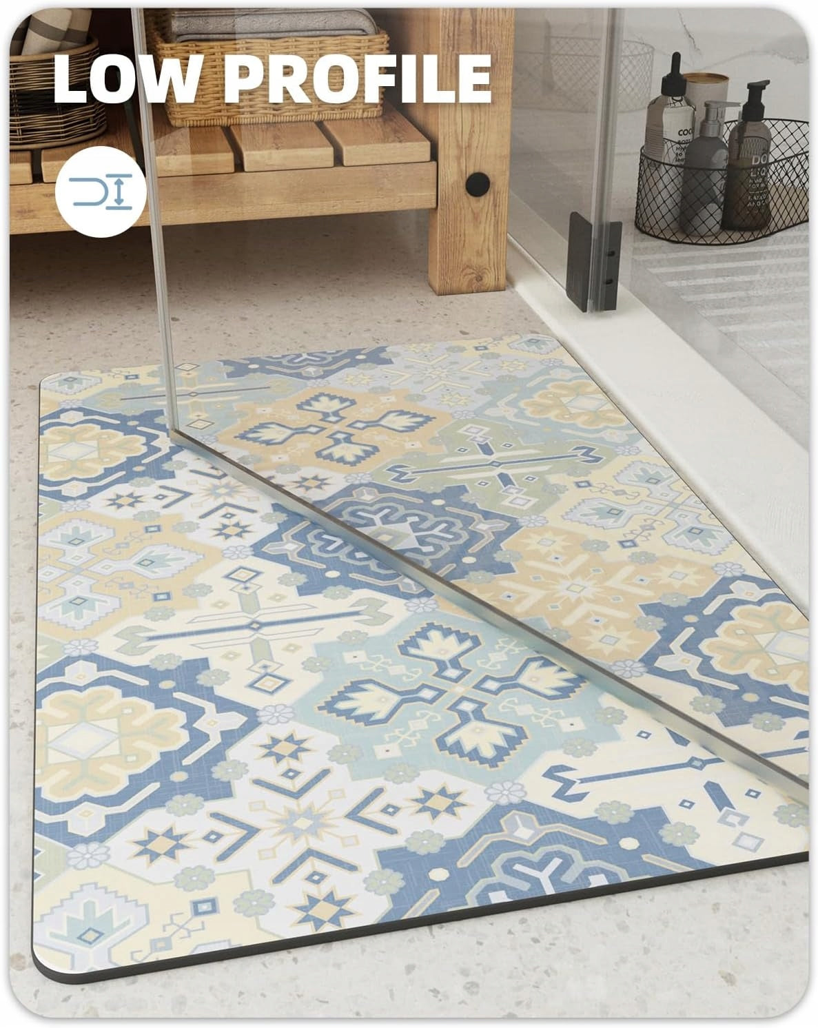 Bathroom Mat Non-Slip 110x60cm Boho Quick Drying Absorbent Rug Manufacturer code Dywanik do łazienki Mata cienka szybkoschnąca