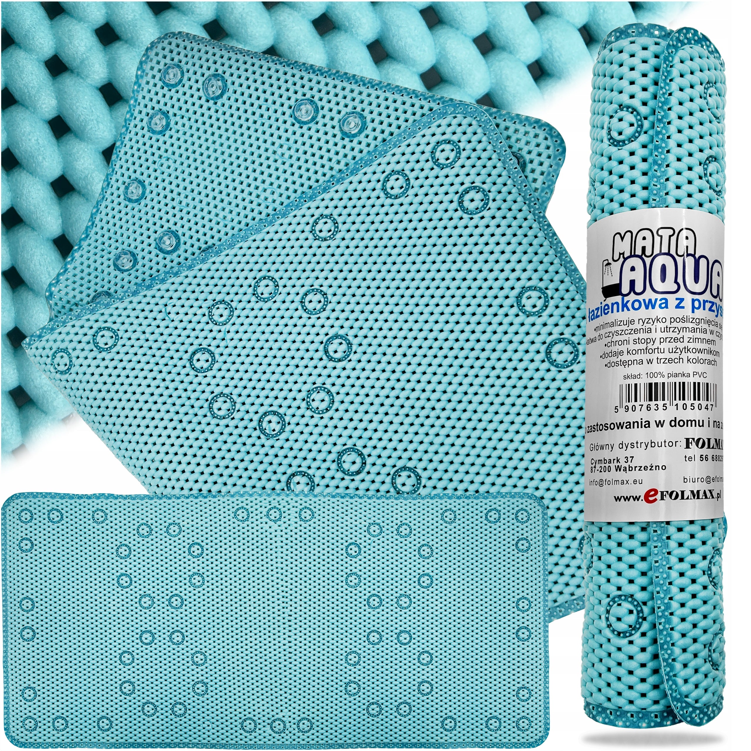 Bathroom Mat Non-Slip Foam for Bathtub with Suction Cups 43x91cm