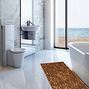 Bathroom Mat Wooden Acacia Brand Deuba