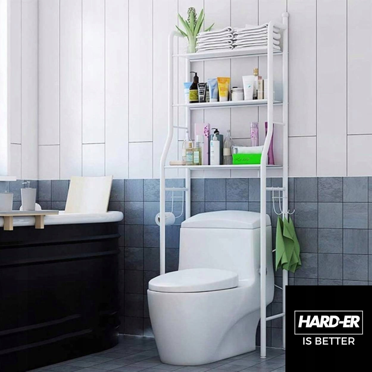 Bathroom RACK 3 Shelves Freestanding STAND over toilet TOILET WHITE Hard-er Packaging status original