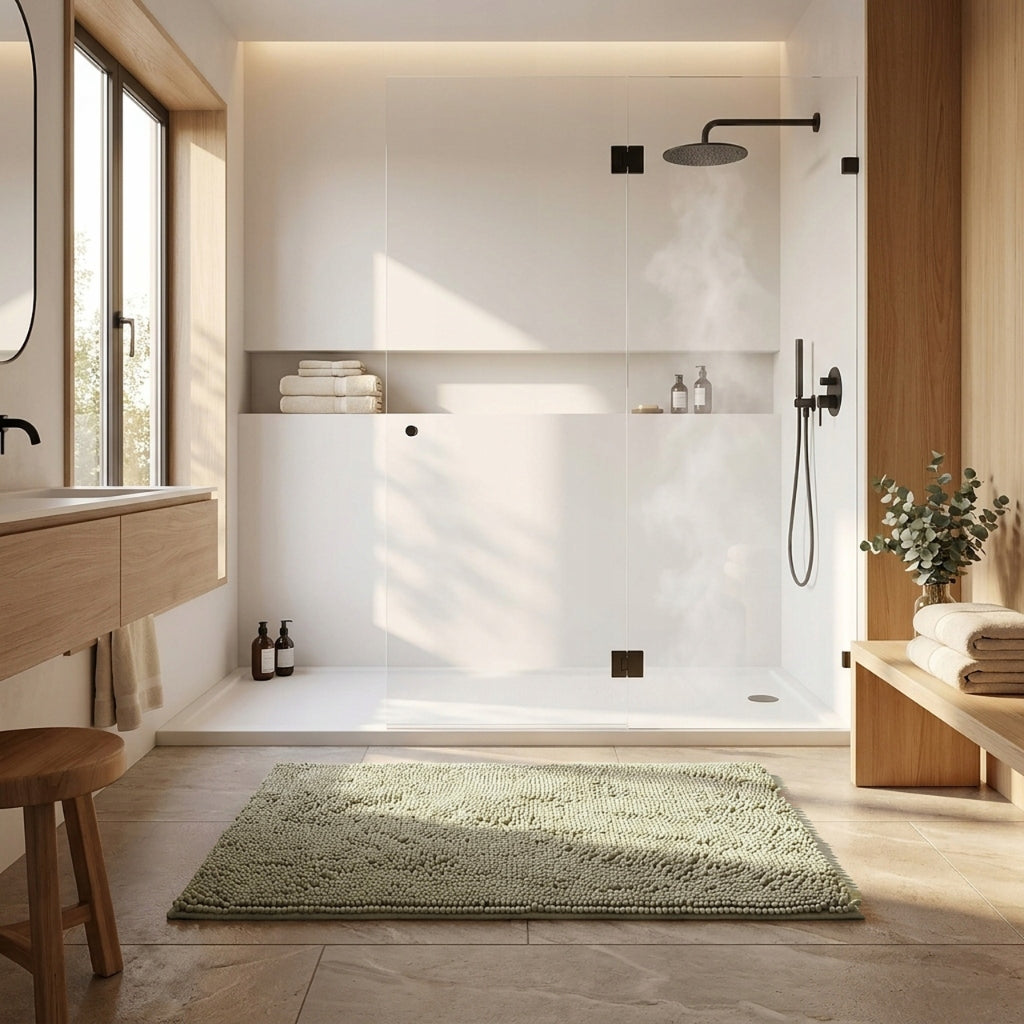 Bathroom Rug 40x60 Green Absorbent Soft Non-Slip Fluffy Mat Packaging status original