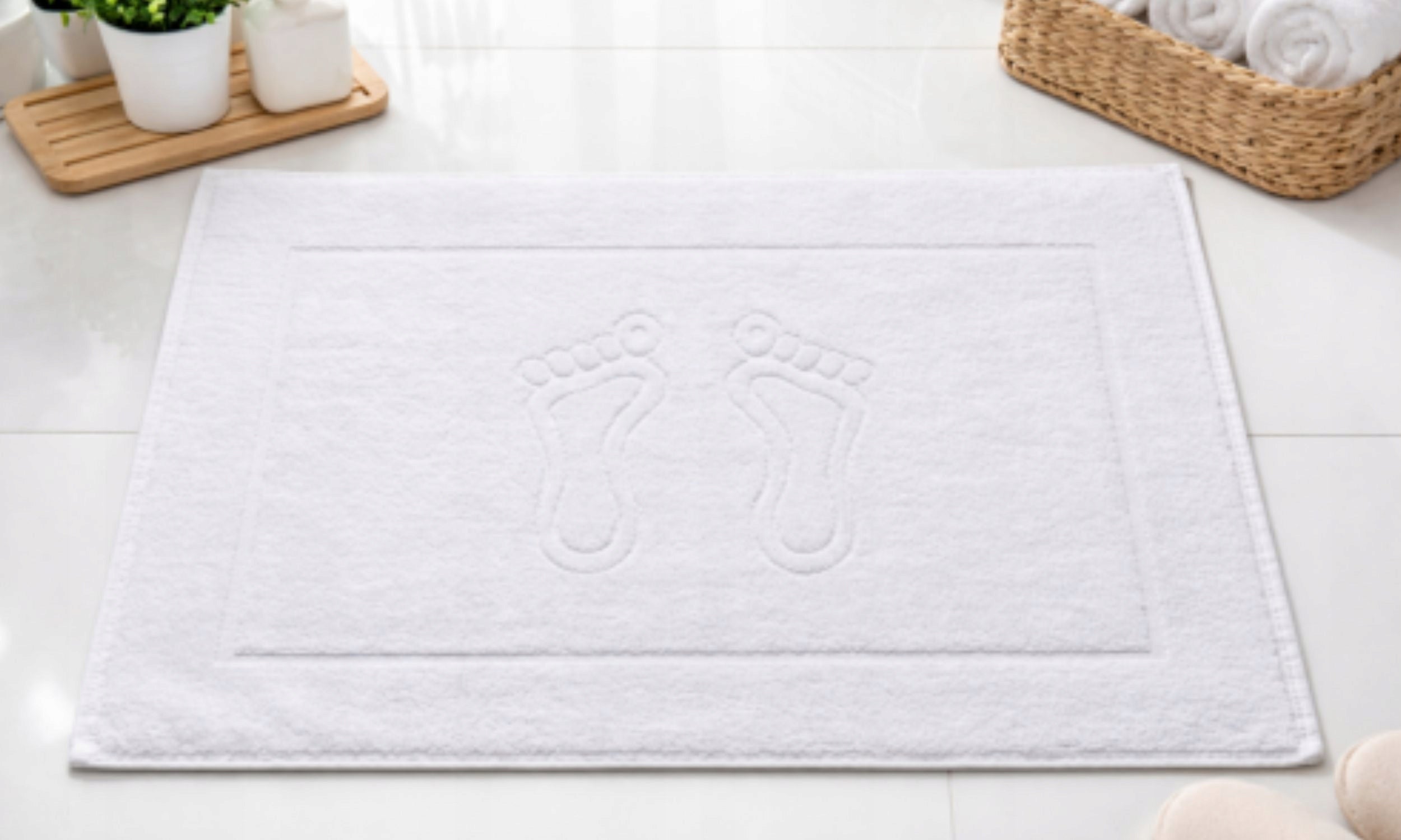 Bathroom Rug 50x70 cm hotel WHITE 650g cotton FOOT OEKO-TEX Product width 50 cm