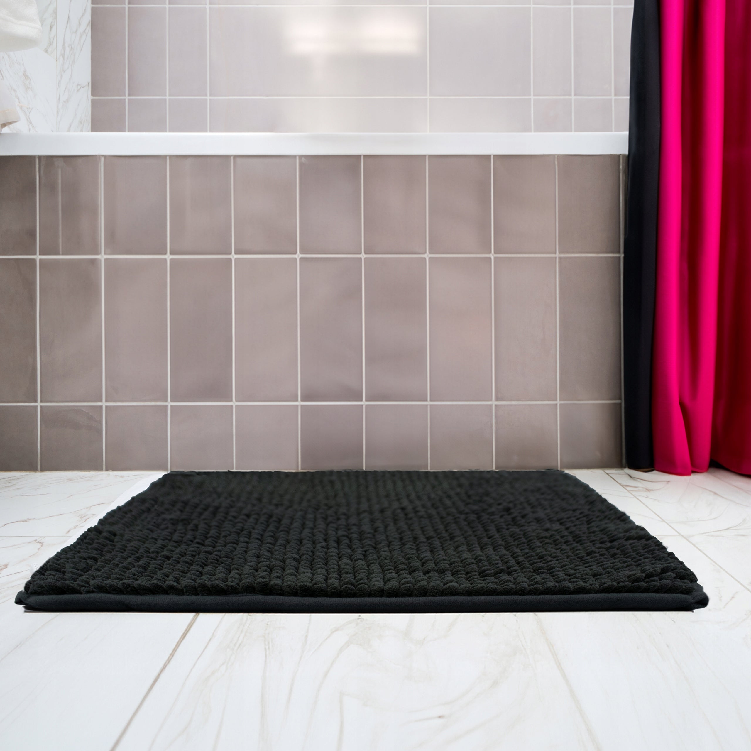 Bathroom Rug 50x80 Non-Slip Black Durable Soft Modern Shape rectangle