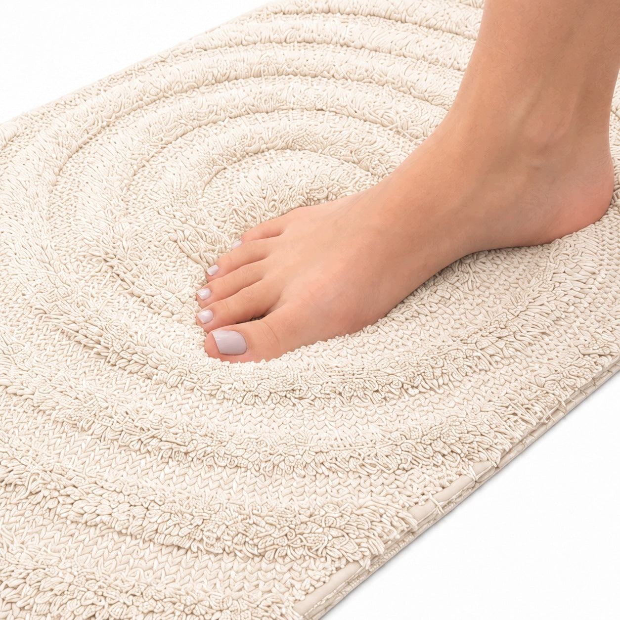 Bathroom Rug 60x100 ECRU CIRCLE 100 % COTTON Absorbent THICK