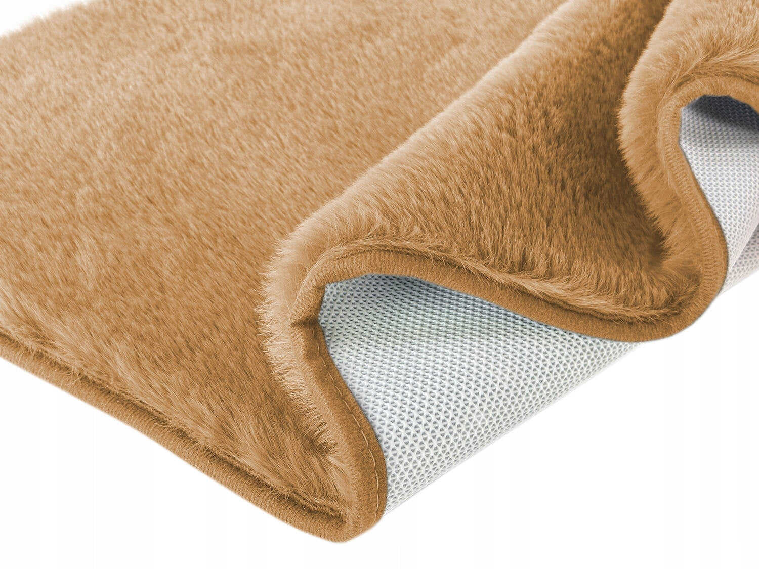 Bathroom Rug Anti-Slip Lombok Soft Fluffy Beige 2 Pieces Length 80 cm