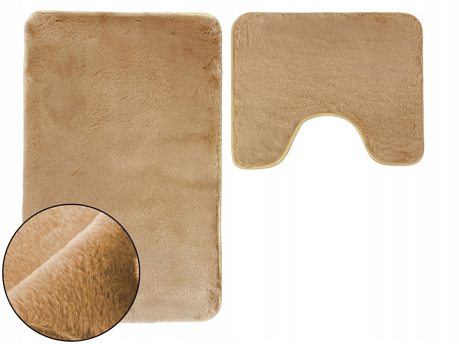 Bathroom Rug Anti-Slip Lombok Soft Fluffy Beige 2 Pieces