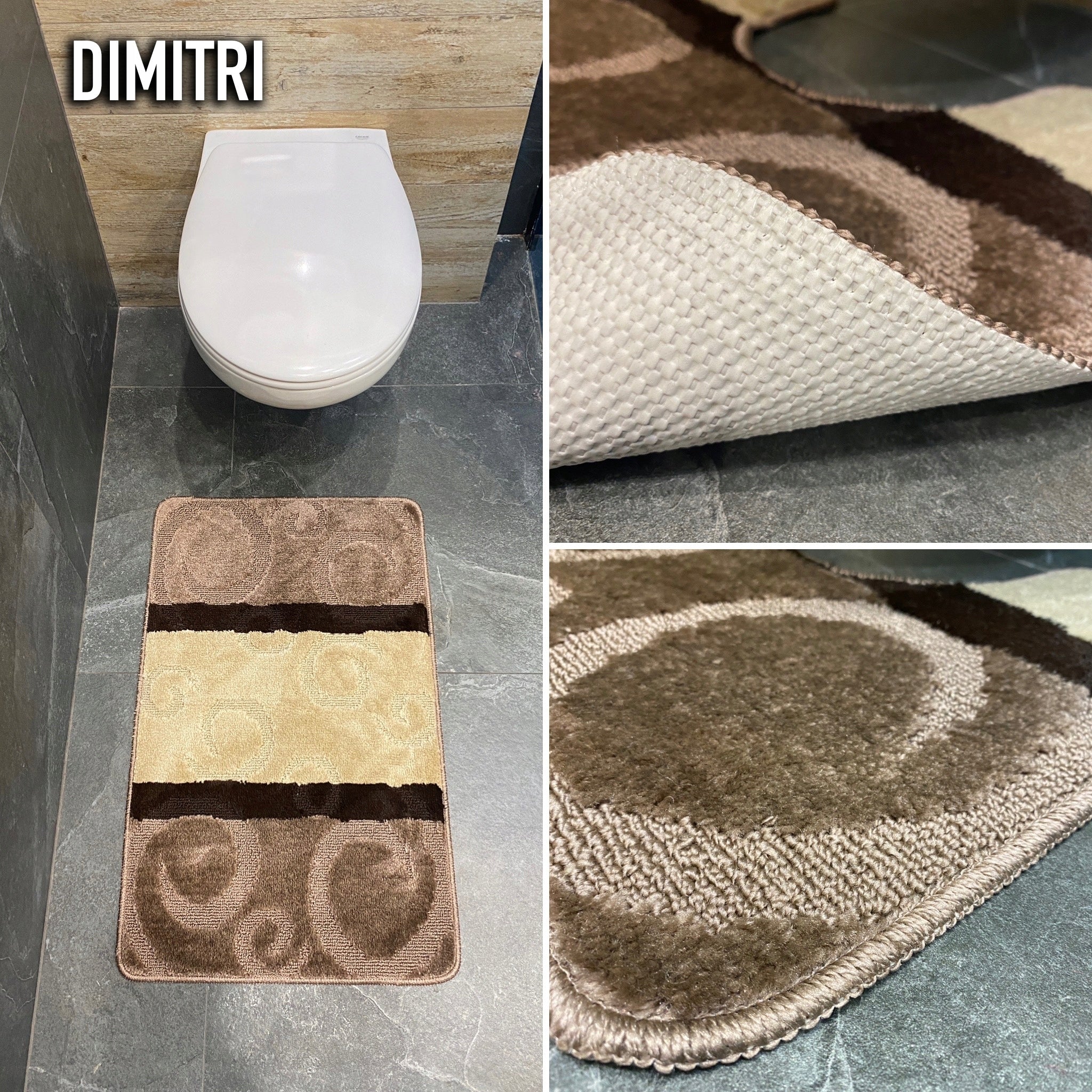 Bathroom Rug Anti-Slip Quick Drying Absorbent Large Stylish Mix Shape rectangle