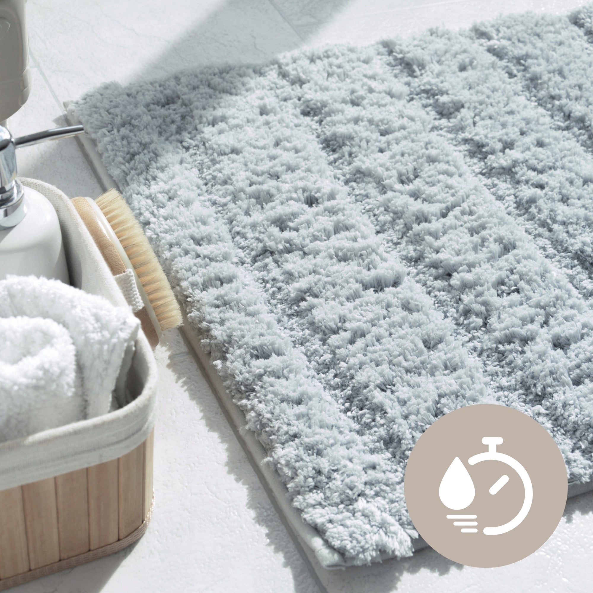 Bathroom Rug Anti-Slip Thick Soft Fluffy 60x90cm Grey Nice Thickness 35 mm
