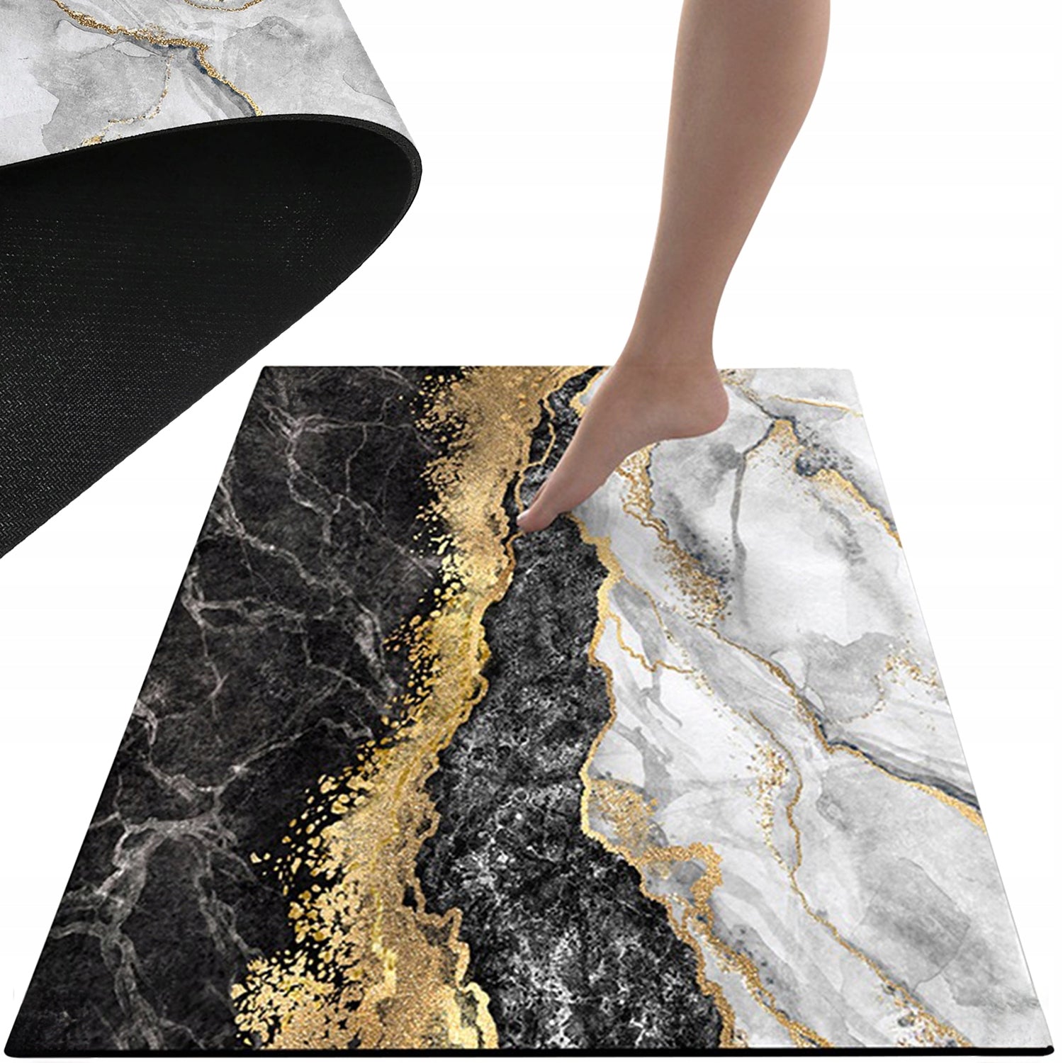 Bathroom Rug Anti-slip QUICK-DRYING Mat GOLD MARBLE 80x50 XXL