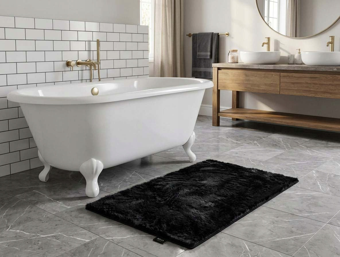 Bathroom Rug Anti-slip Soft Rabbit Black 80x120 cm Bella Product width 80 cm